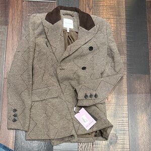 Women’s Avec Les Filles Brown Herringbone Jacket